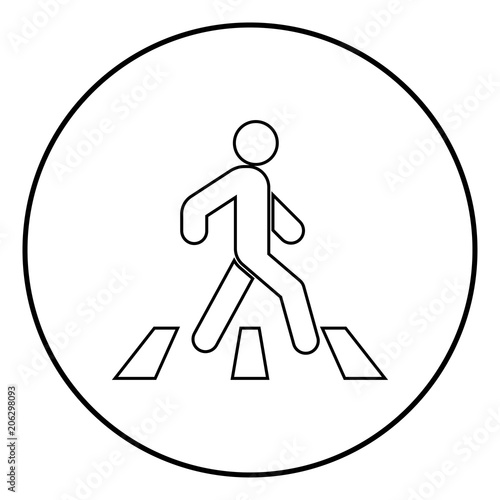 Pedestrian on zebra crossing icon black color vector illustration simple image