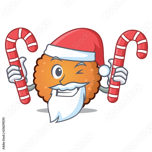 Santa with candy cookies mascot cartoon style photo