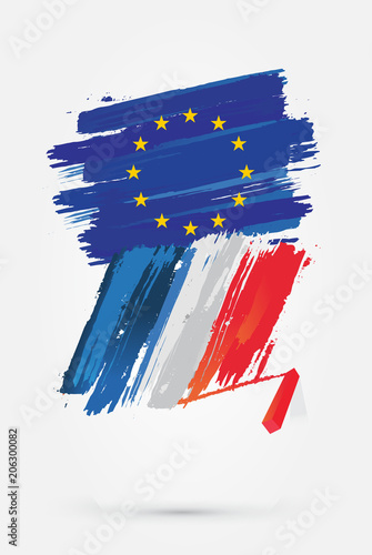drapeau européen et drapeau français