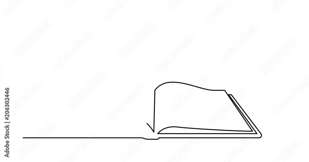 Self drawing animation of one line drawing of isolated vector object - open book Self drawing animation of one line drawing of isolated vector object - open book
