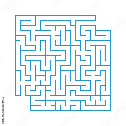 A colored abstract square maze with an entrance and an exit. Simple flat vector illustration isolated on white background. With a place for your drawings