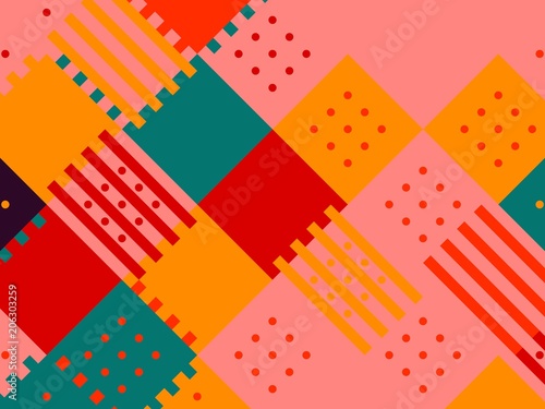 Colored abstract flat pattern background. Geometric hipster patch
