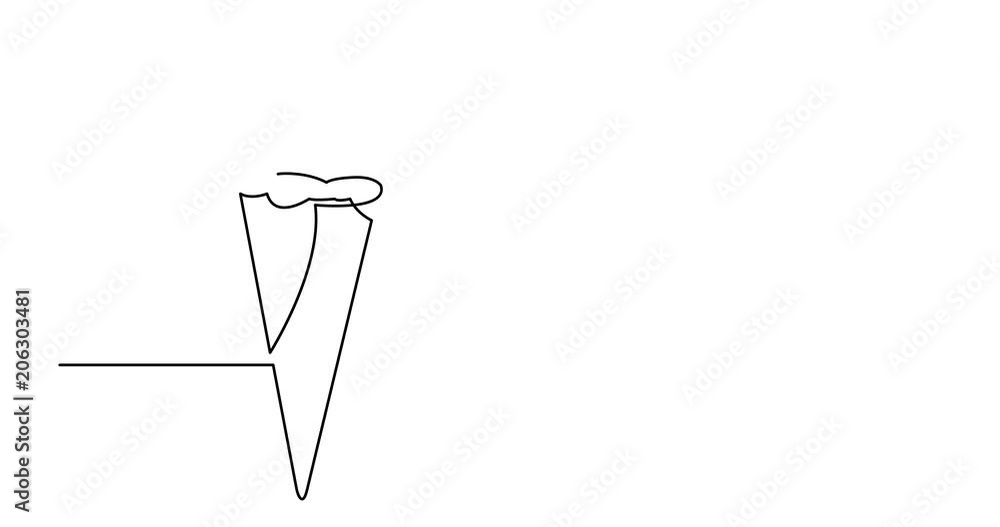 Self drawing animation of one line drawing of isolated vector object - ice cream cone Self drawing animation of one line drawing of isolated vector object - ice cream cone