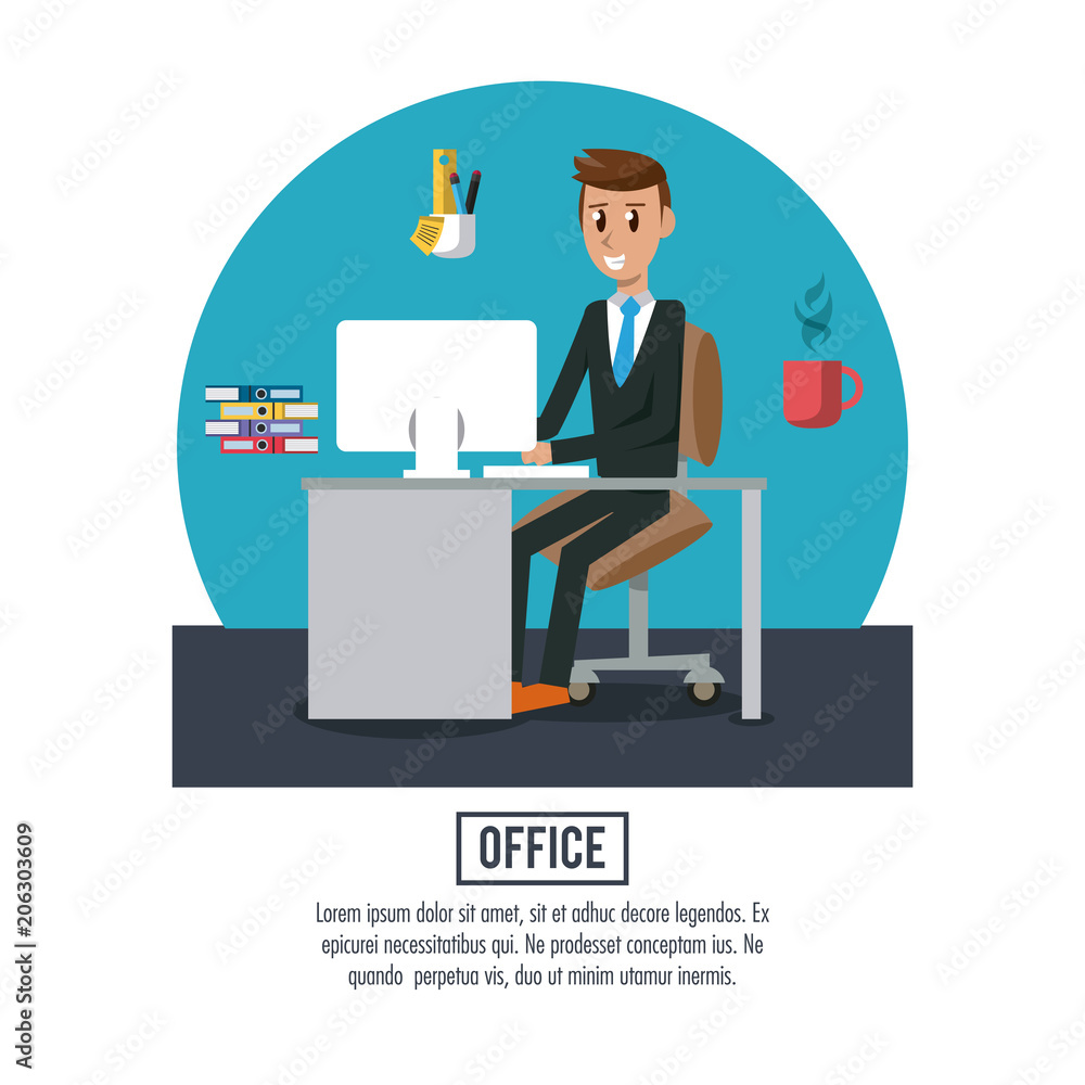 Office workplace banner information vector illustration graphic design Office workplace banner information vector illustration graphic design