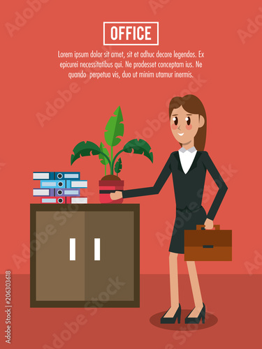 Office workplace banner information vector illustration graphic design