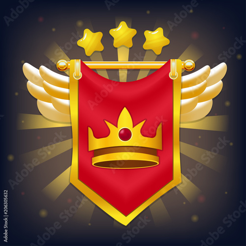 Knight Flag with Wings, Stars and Crown
