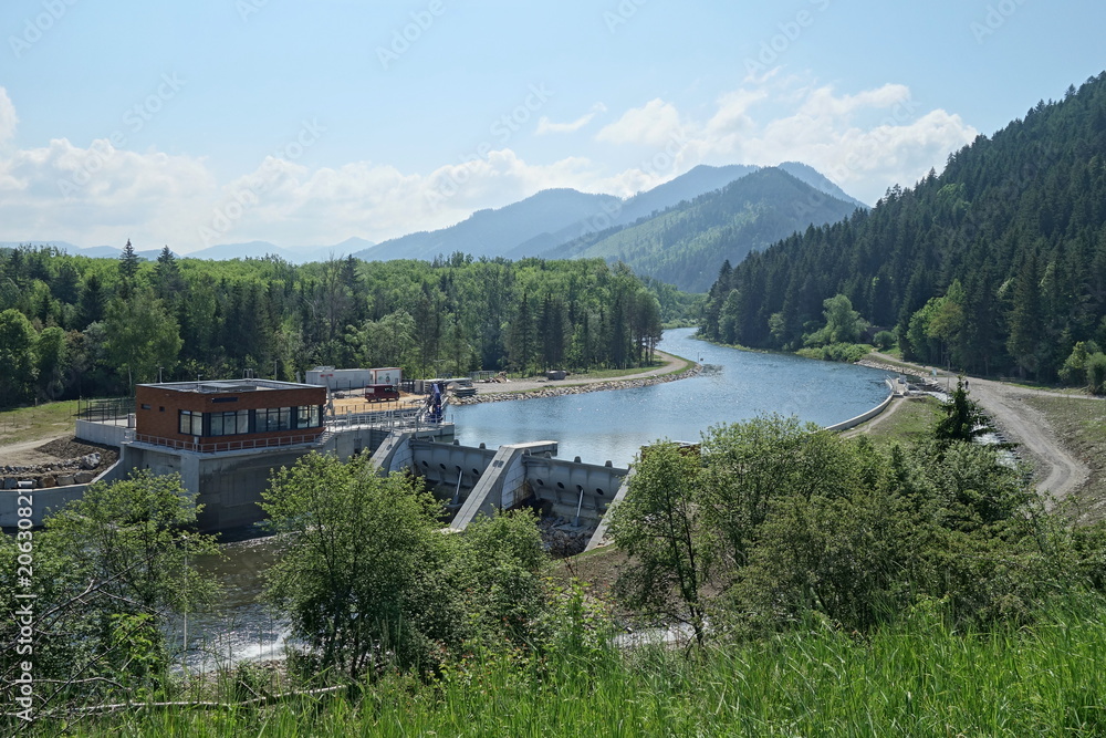 Europe, country Slovakia. Water power plant on the river Vah near the village of Liptovsky Ján. Europe, country Slovakia. Water power plant on the river Vah near the village of Liptovsky Ján.