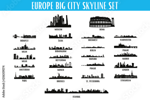 Europe Big City Skyline Vector Set