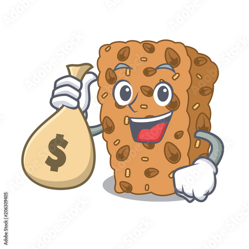 With money bag granola bar character cartoon