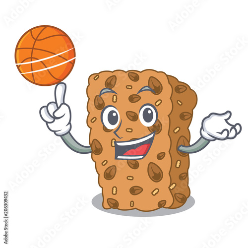 With basketball granola bar character cartoon