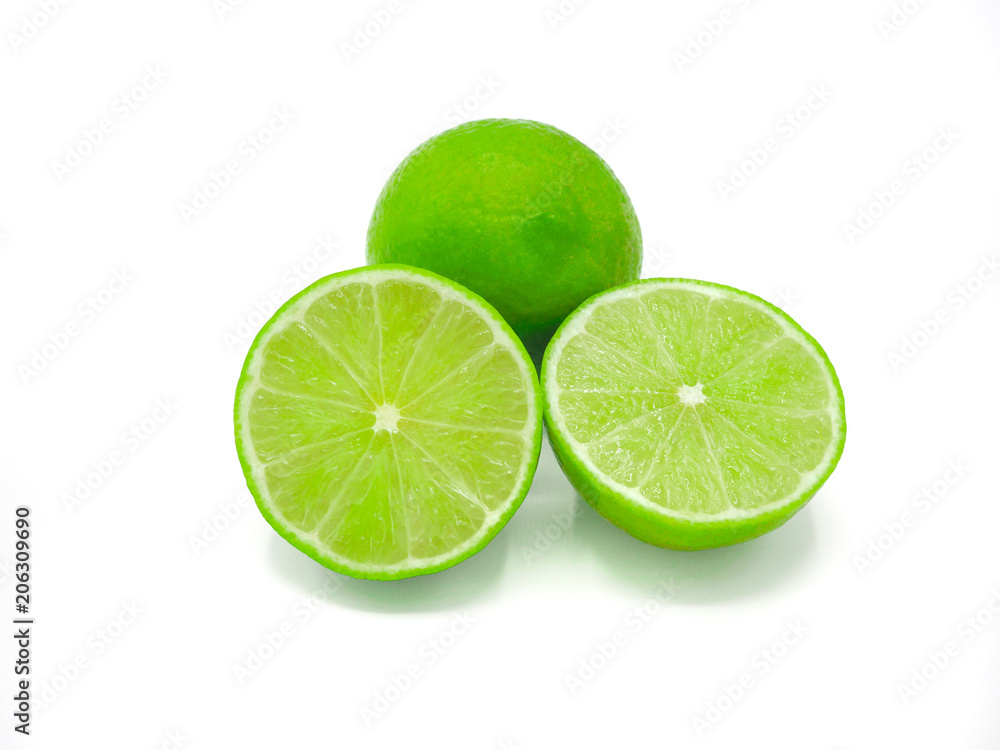 Fresh lime slice isolated on white background