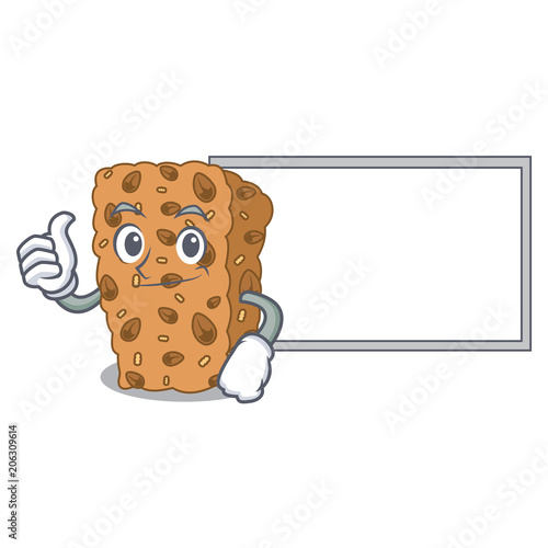 Thumbs up with board granola bar character cartoon