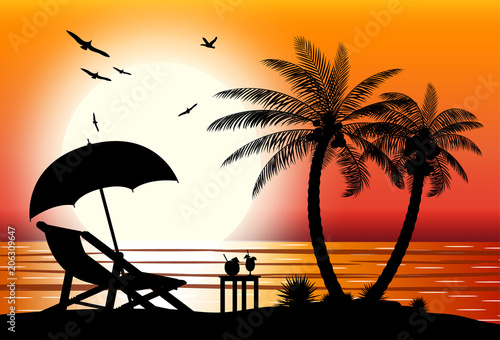 Silhouette of beach