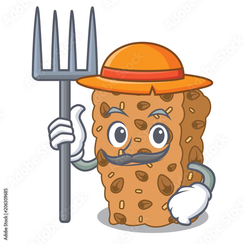 Farmer granola bar character cartoon