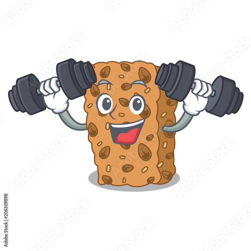 Fitness granola bar character cartoon