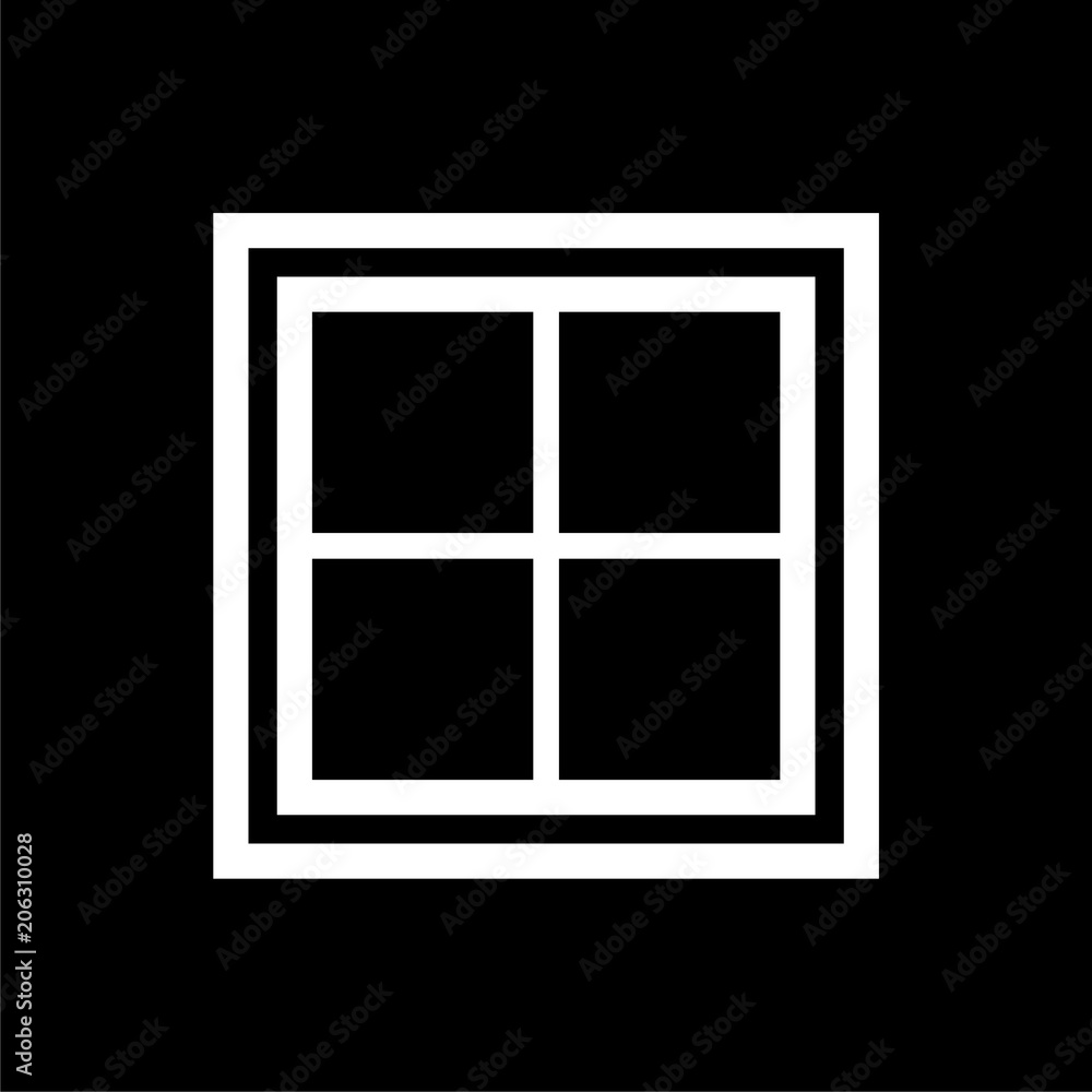 Window icon, Window sign, simple vector icon on dark background Window icon, Window sign, simple vector icon on dark background