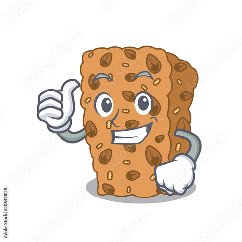 Thumbs up granola bar character cartoon