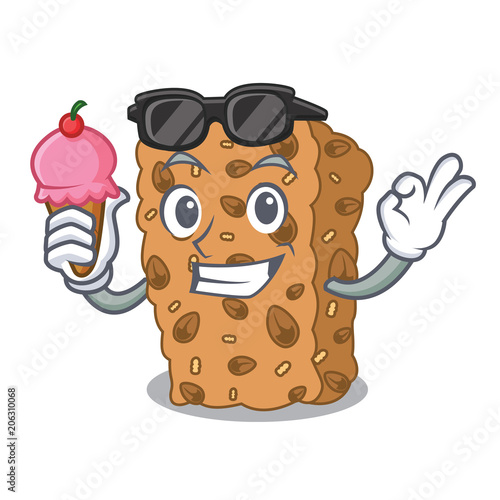 With ice cream granola bar character cartoon