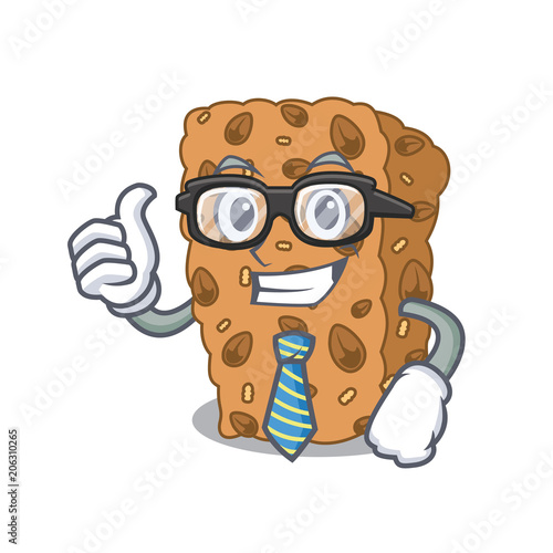 Businessman granola bar character cartoon