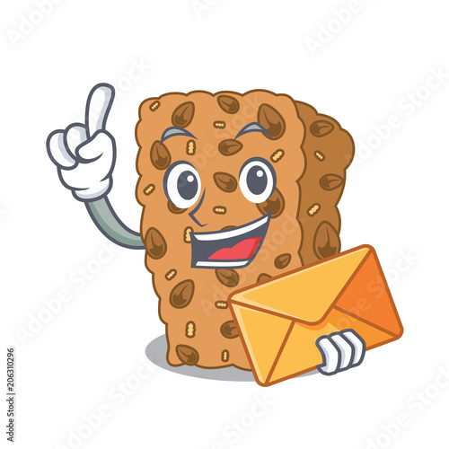 With envelope granola bar character cartoon