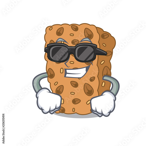 Super cool granola bar character cartoon