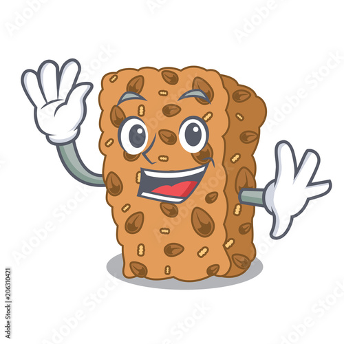 Waving granola bar character cartoon
