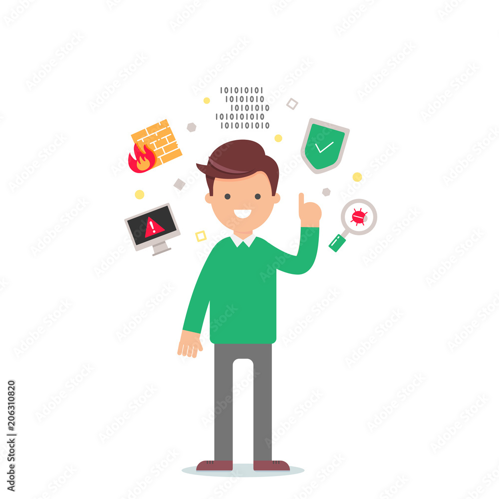 Computer viruses, antivirus protection vector illustration Computer viruses, antivirus protection vector illustration