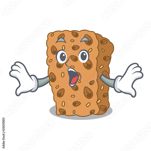 Surprised granola bar mascot cartoon