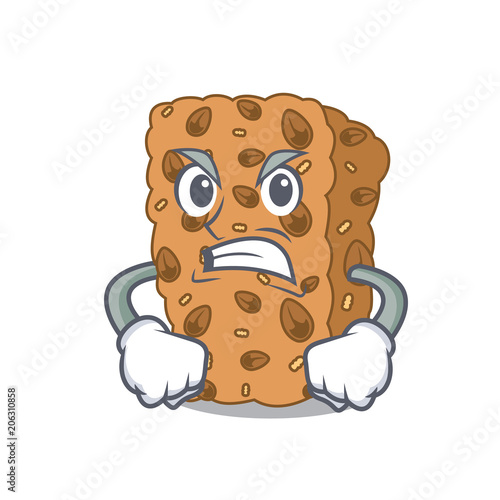 Angry granola bar mascot cartoon