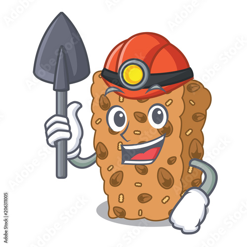 Miner granola bar mascot cartoon