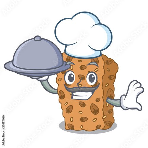 Chef with food granola bar mascot cartoon