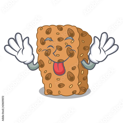 Tongue out granola bar mascot cartoon