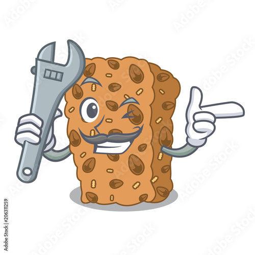 Mechanic granola bar mascot cartoon