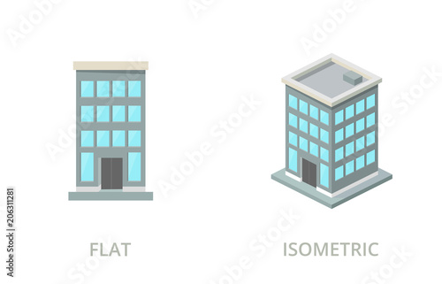 Building flat and isometric vector icons