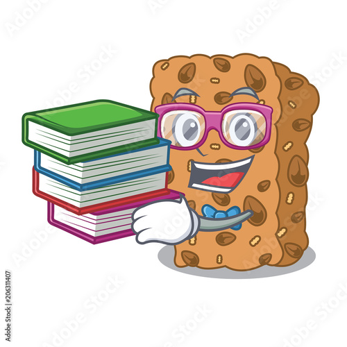 Student with book granola bar mascot cartoon