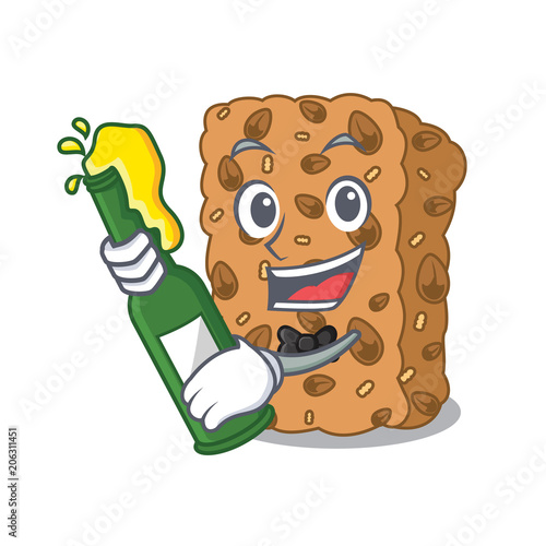 With beer granola bar mascot cartoon
