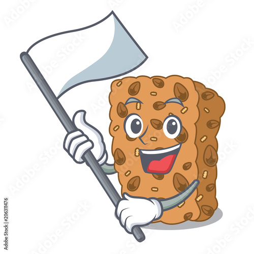 With flag granola bar mascot cartoon