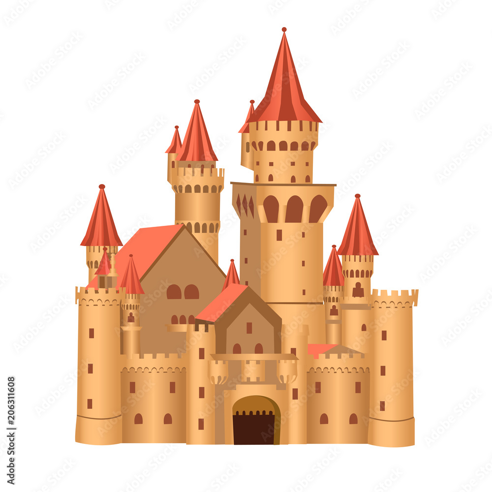 cartoon castle isolated on a white background