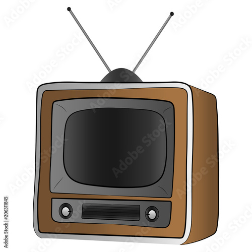 vintage TV monitor. retro vector drawing illustration