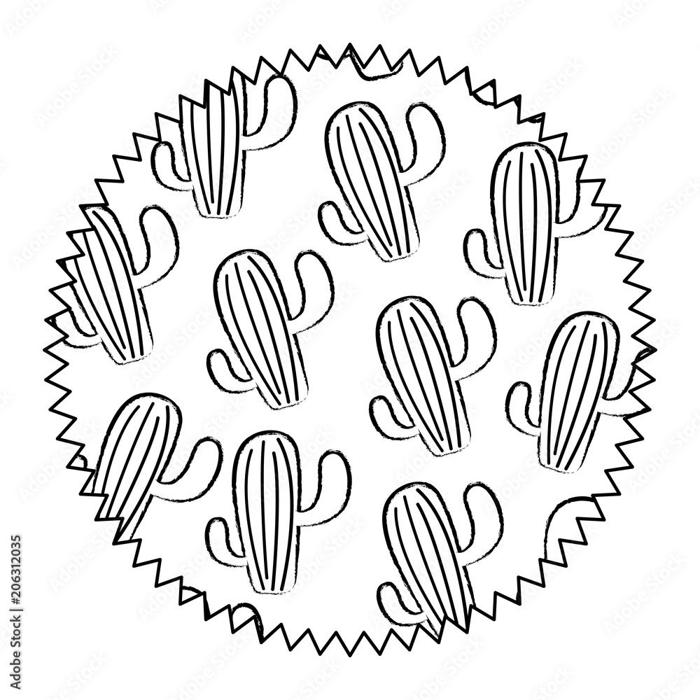 seal stamp with cactus plant pattern over white background, vector illustration seal stamp with cactus plant pattern over white background, vector illustration