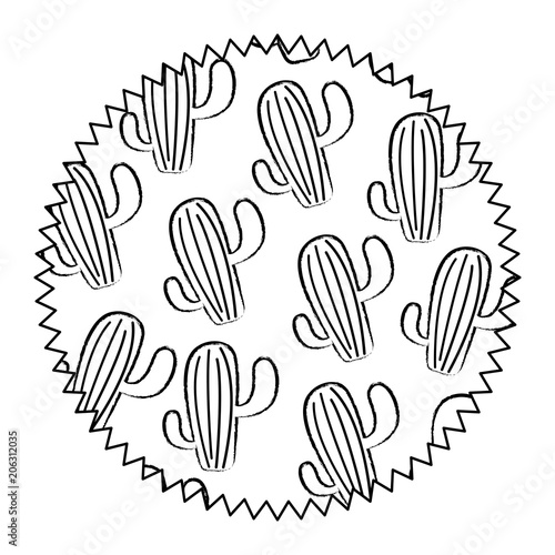 seal stamp with cactus plant pattern over white background, vector illustration © djvstock