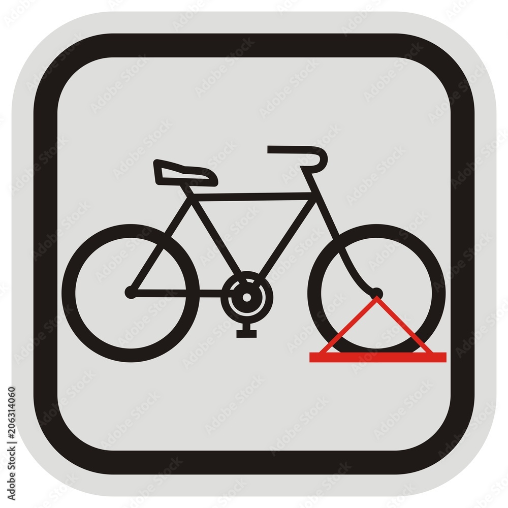 bicycle stand, black silhouette, vector icon,parking for wheel, black and gray frame bicycle stand, black silhouette, vector icon,parking for wheel, black and gray frame
