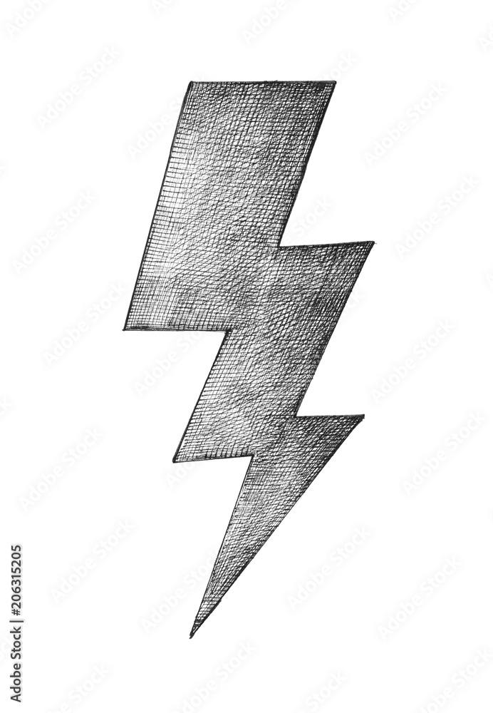 Hand-drawn gray lightning illustratrion Hand-drawn gray lightning illustratrion