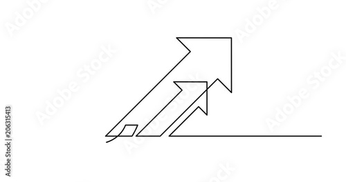 Self drawing animation of one line drawing of isolated vector object - dollar sign with arrow