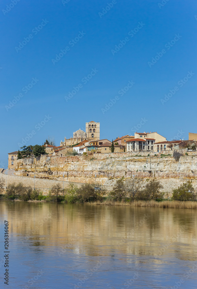 Panorama of the river Duero and Zamora, Spain