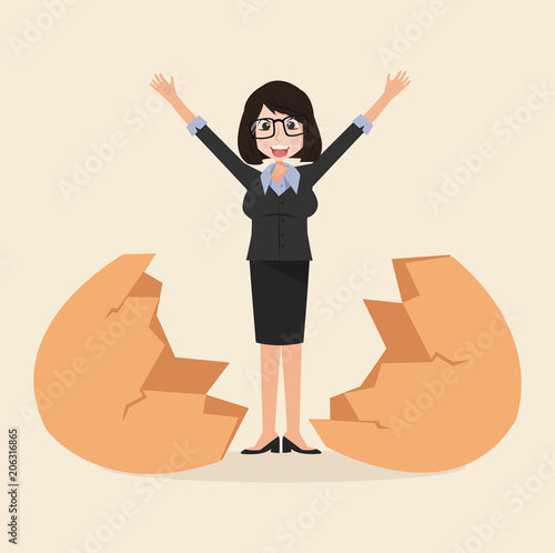 Business woman with eggshell