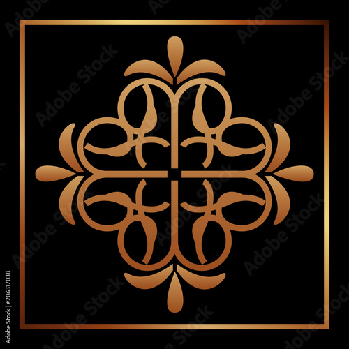 elegant antiquarian frame in art deco style filigree ornament vector illustration