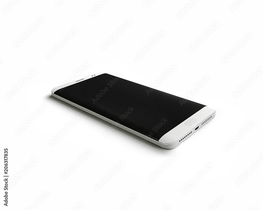 Modern realistic black smartphone, isolated. Smartphone with edge side style, perspective view. 3d render illustration of cell phone Modern realistic black smartphone, isolated. Smartphone with edge side style, perspective view. 3d render illustration of cell phone