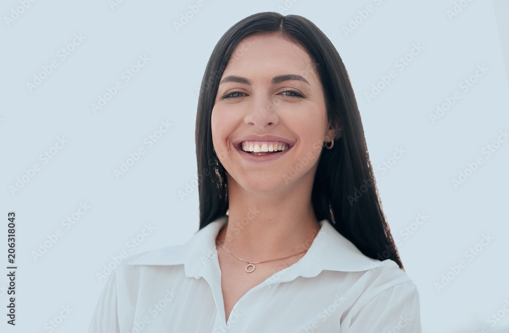 close-up face of modern successful young woman close-up face of modern successful young woman