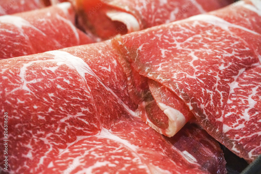 Sliced beef Closeup Sliced beef Closeup